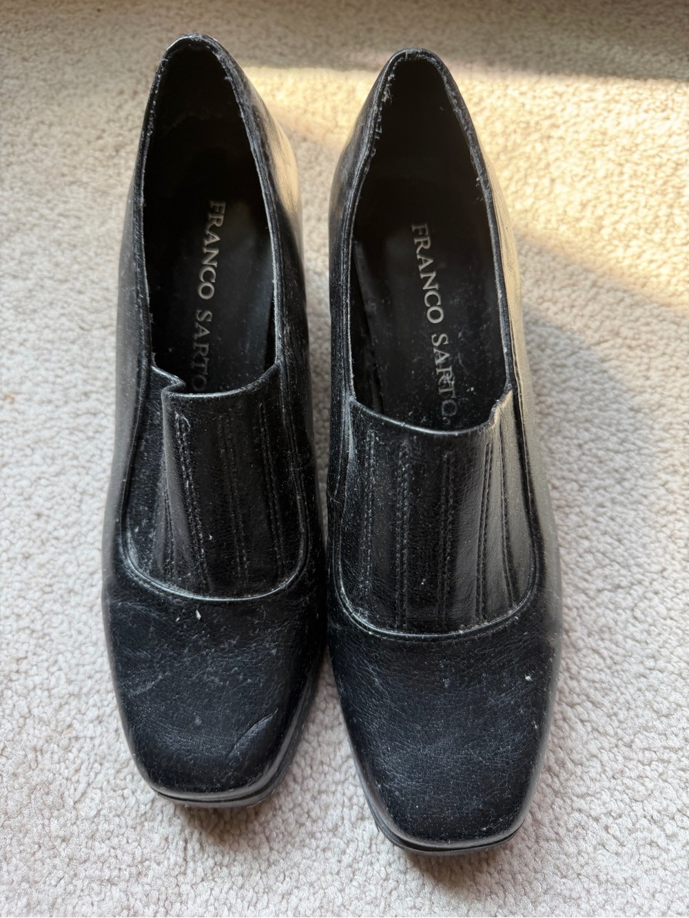 Franco Sarto Black Leather Slip-On Loafers